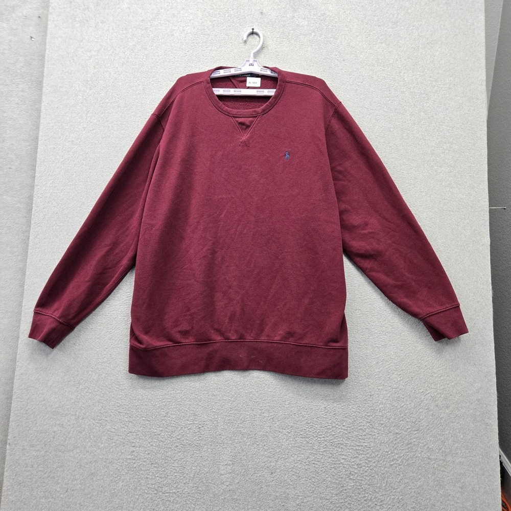 Polo Ralph Lauren Men Sweatshirt XXL Burgundy Embroidered Fleece Pony Logo